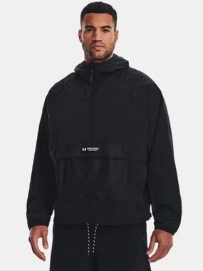 Under Armour Rush 1/2 Zip Anorak Woven Hooded Windbreaker Jacket Mens XL
